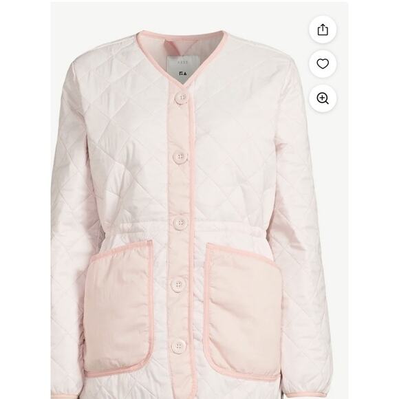 Free Assembly Women's Quilted‎ Cinched Waist Liner Jacket Mauve Chalk Size Med - Picture 2 of 16